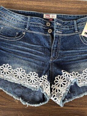 Lei Tatum Hi-Rise Blue Jean Short Shorts  Junior size 13 NWT